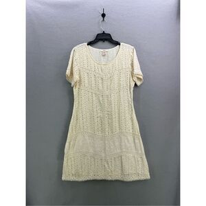 Sundance Womens Cream Embroidered Eyelet Layered Cotton Midi Dress Size 12